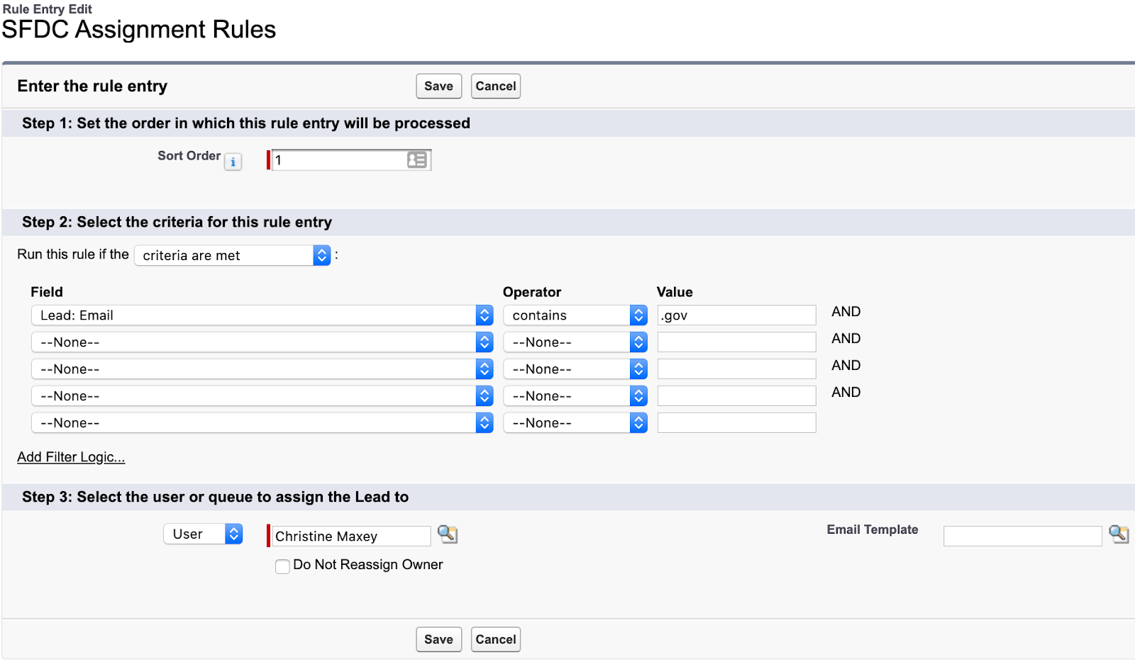 assignment rules in sfdc