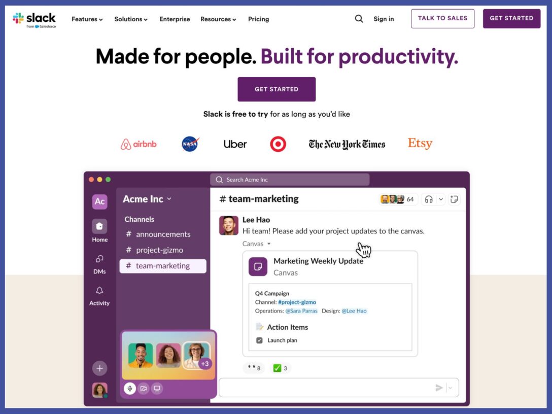 Slack productivity tool software