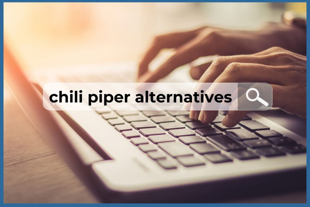 hands typing on a keyboard in a google search for chili piper alternatives